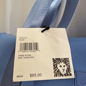 NWT Anne Klein blue weekender bag